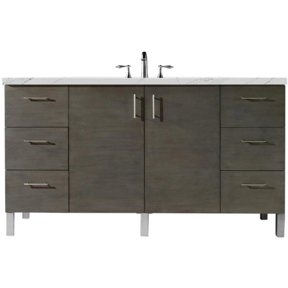 Base with Sink Top Silver Oak Medium Finish Vanities