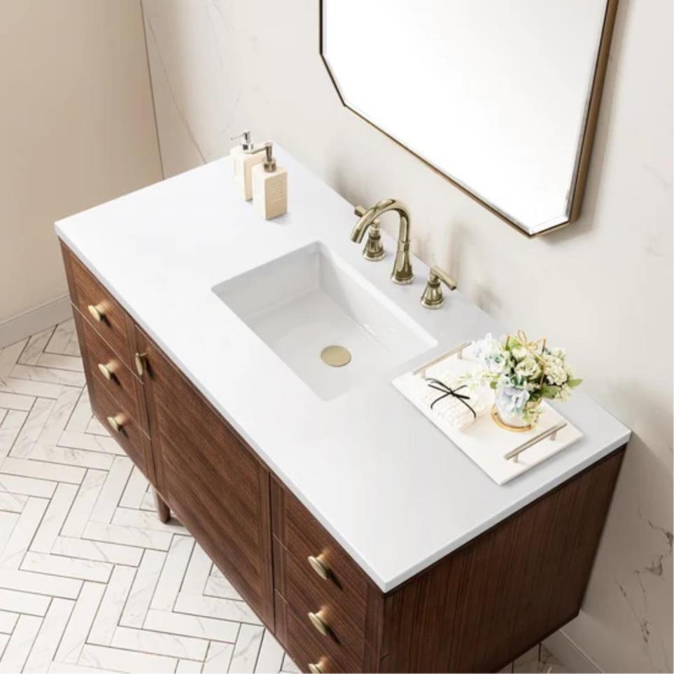 Base with Sink Top Mid-Century Walnut Dark Finish Vanities