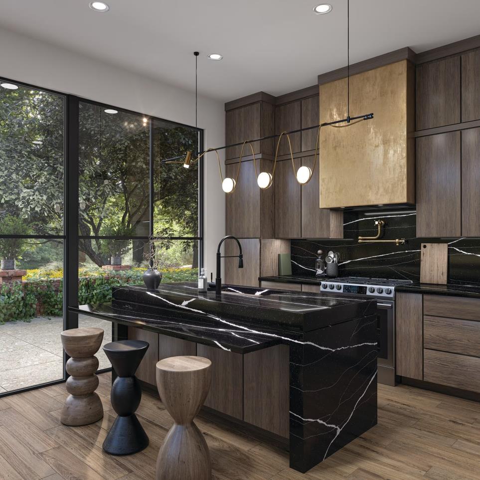 Slab Black Canyon Grey / Black Quartz Countertops