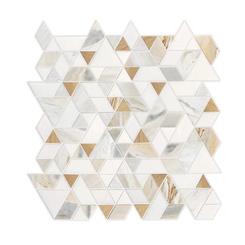 Mosaic Namaste Gold Blend Polished White Tile