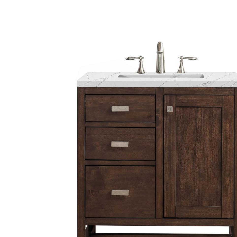 Base with Sink Top Mid Century Acacia Dark Finish Vanities