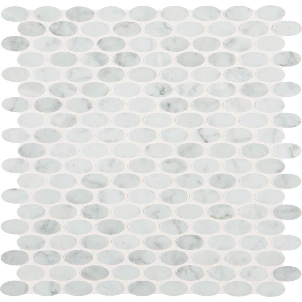 Mosaic Carrara White Polished White Tile