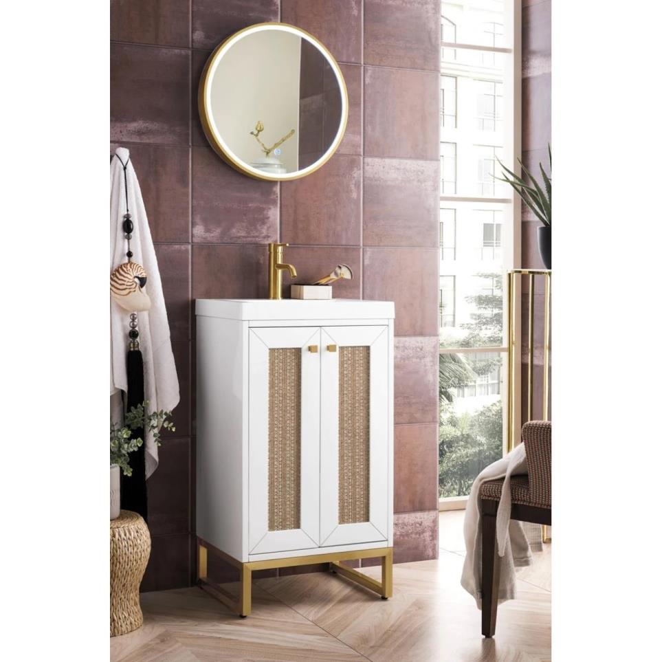 Base with Sink Top Glossy White White Vanities