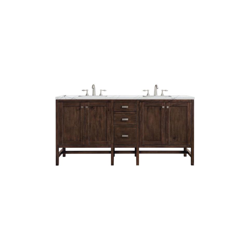 Base with Sink Top Mid Century Acacia Dark Finish Vanities