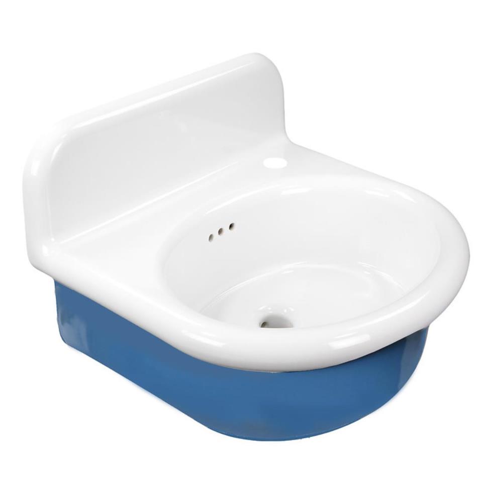 Bath Porcelain Enamel Glaze White With Blue  Bathroom Sinks