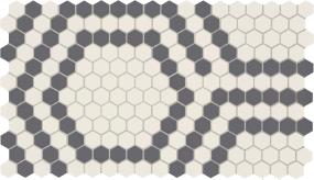 Mosaic Ice White/Black Hex Matte Black Tile