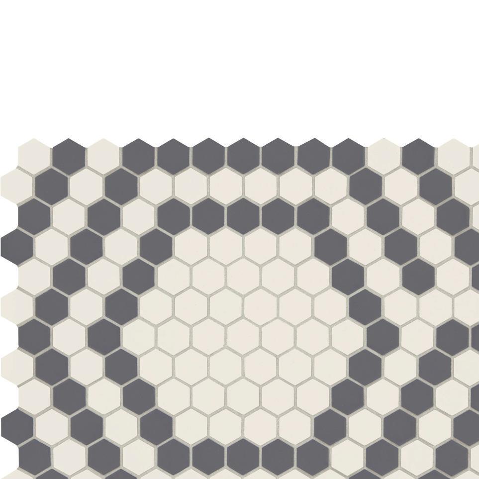 Mosaic Ice White/Black Hex Matte Black Tile