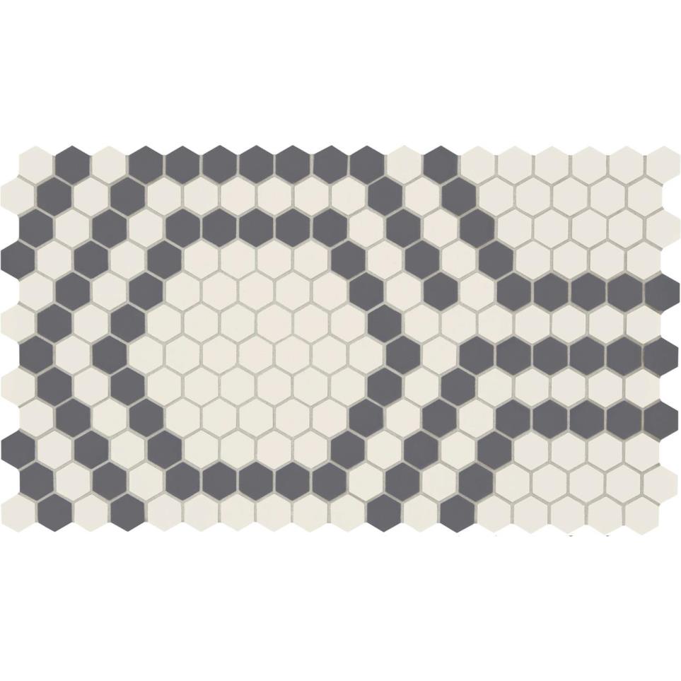 Mosaic Ice White/Black Hex Matte Black Tile