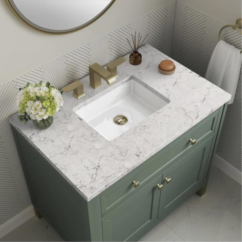 Base with Sink Top Smokey Celadon Green Vanities