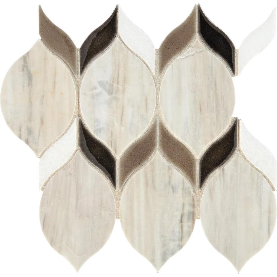 Mosaic Pier White Blend Mix Brown Tile