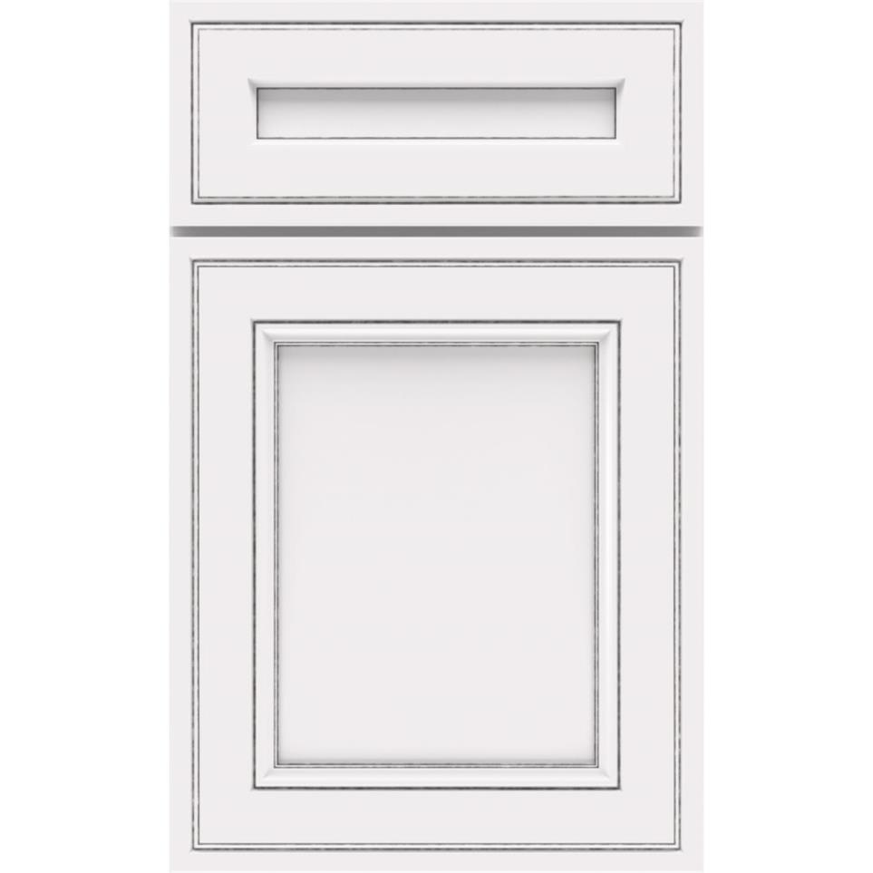 Square White With Grey Stone Detail Glaze - Paint Square Cabinets