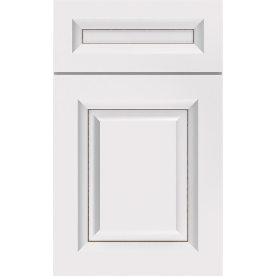 5 Piece White With Toasted Almond Detail Glaze - Paint 5 Piece Cabinets