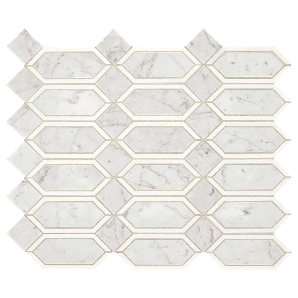 Mosaic White And Gray Polished White Tile