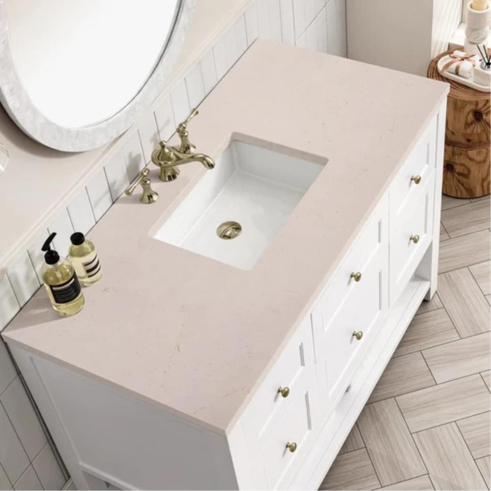 Base with Sink Top Bright White White Vanities