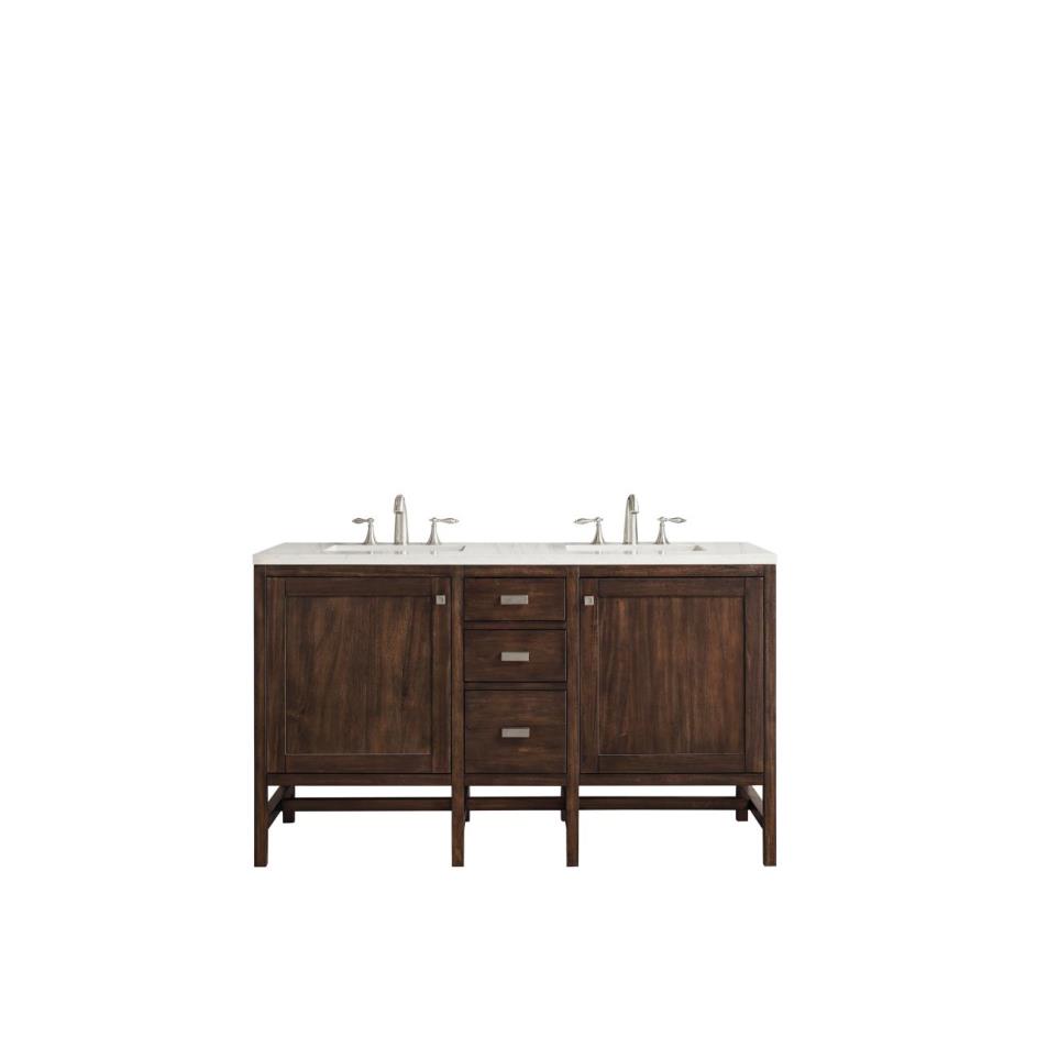 Base with Sink Top Mid Century Acacia Dark Finish Vanities