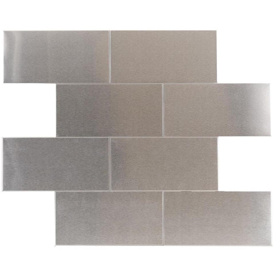 Tile Brushed Stainless Steel White Tile