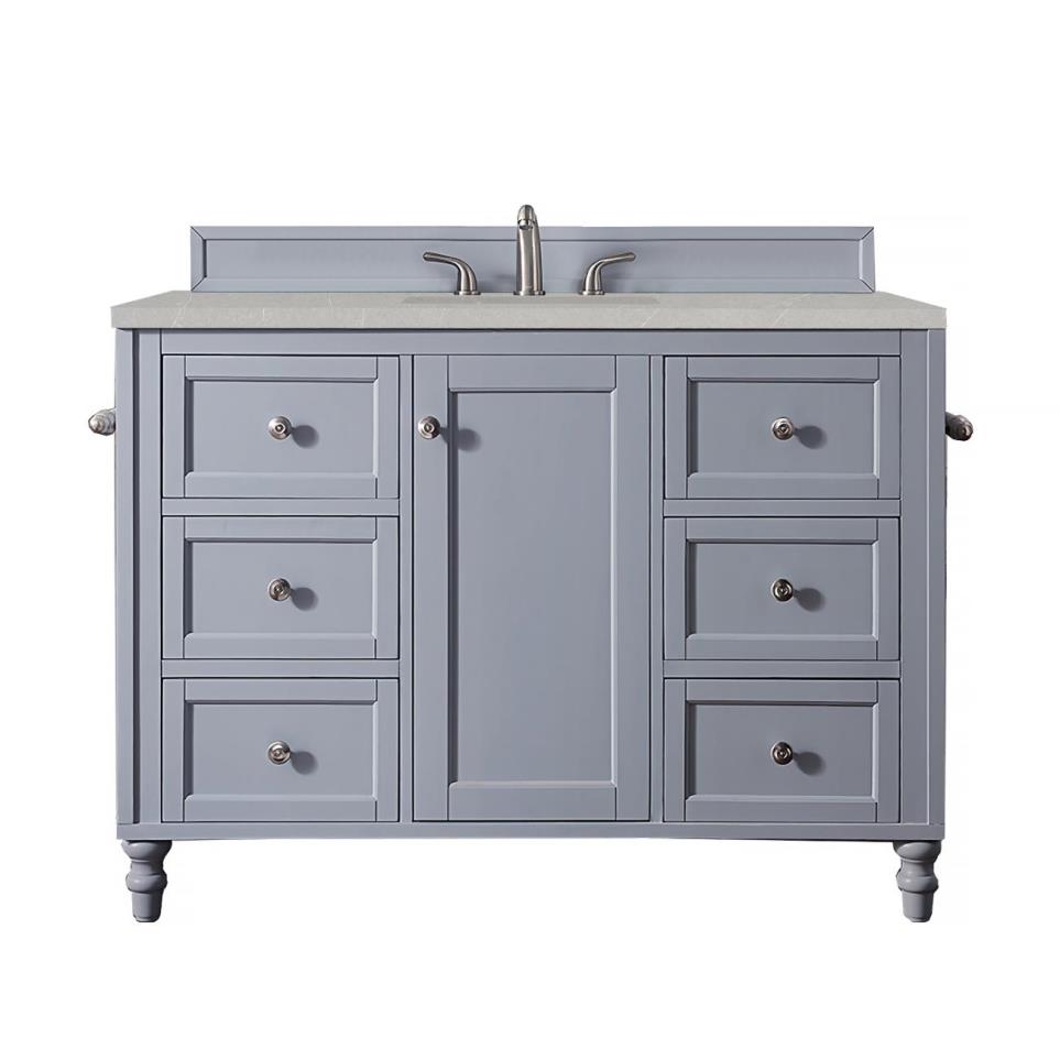 Base with Sink Top Silver Gray Grey / Black Vanities