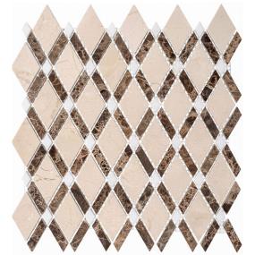 Mosaic Crema Marfil+Empr Dark+Thassos White Beige/Tan Tile