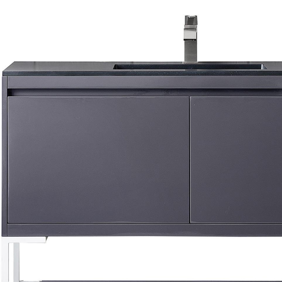 Base with Sink Top Modern Grey Glossy Grey / Black Vanities