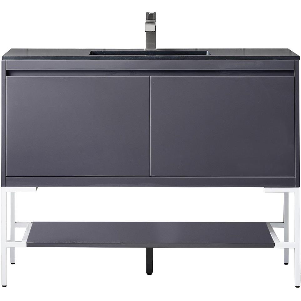 Base with Sink Top Modern Grey Glossy Grey / Black Vanities