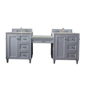 Base with Sink Top Silver Gray Grey / Black Vanities