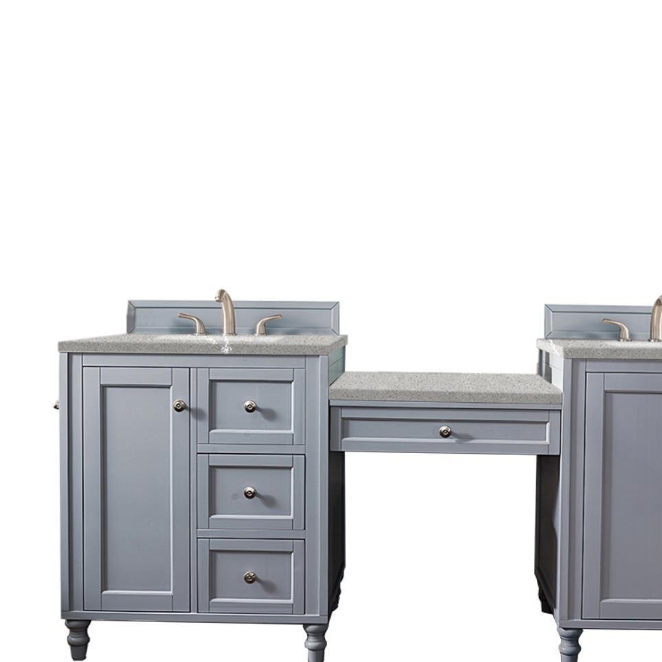 Base with Sink Top Silver Gray Grey / Black Vanities