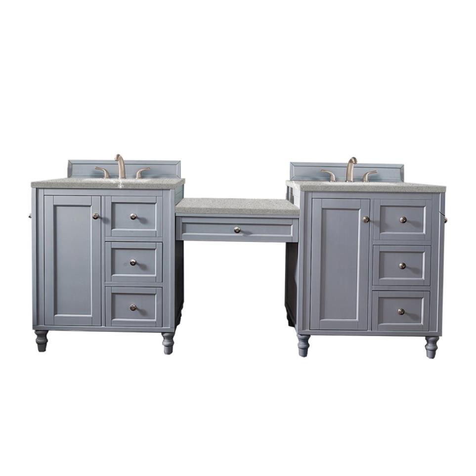 Base with Sink Top Silver Gray Grey / Black Vanities