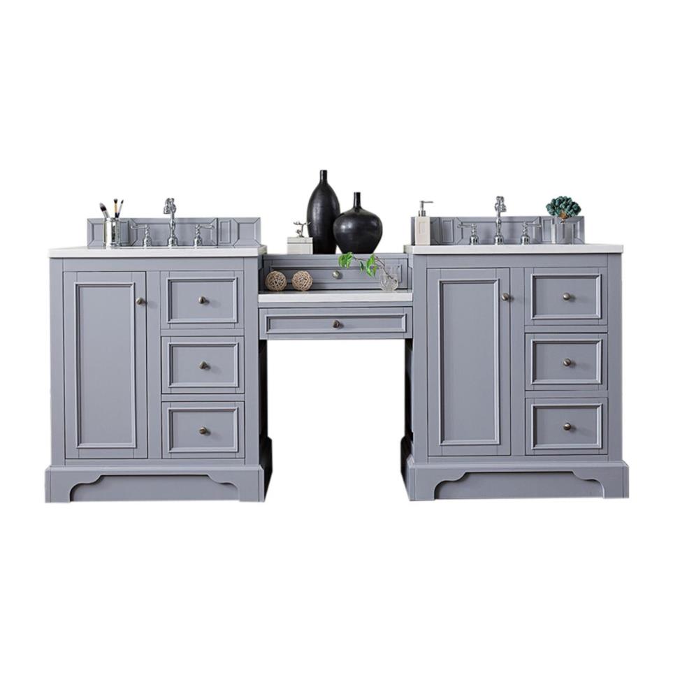 Base with Sink Top Silver Gray Grey / Black Vanities