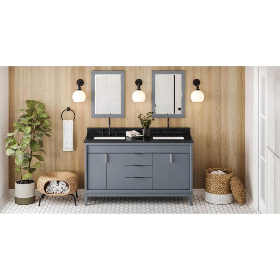 Base with Sink Top Blue Steel Grey / Black Vanities