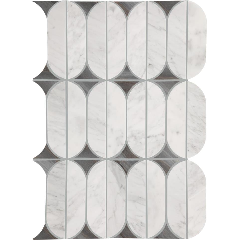 Mosaic Ashen Palissandro and Carrara Wh Polished Gray Tile
