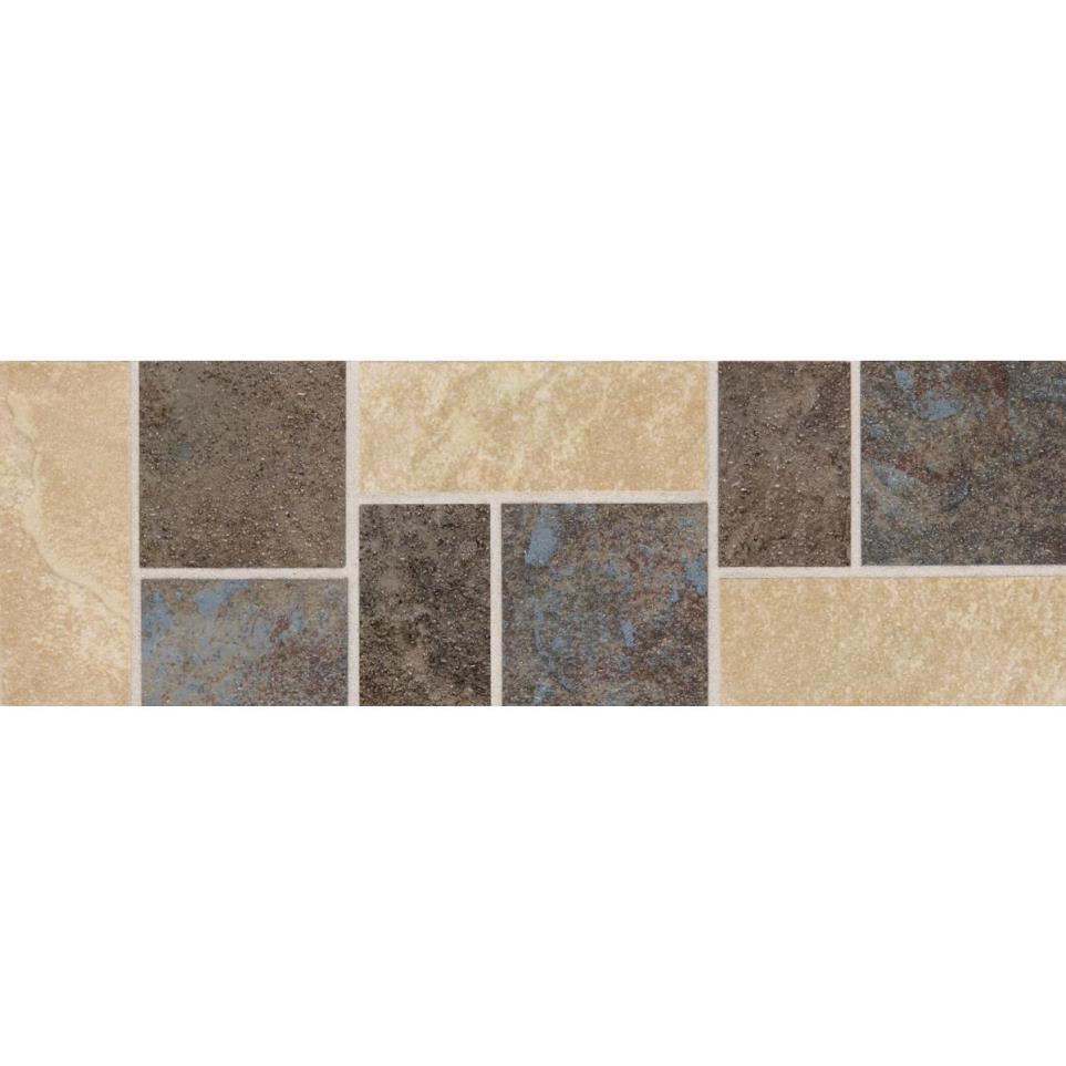 Decoratives and Medallions Gold/Blue/Brown Matte Beige/Tan Tile