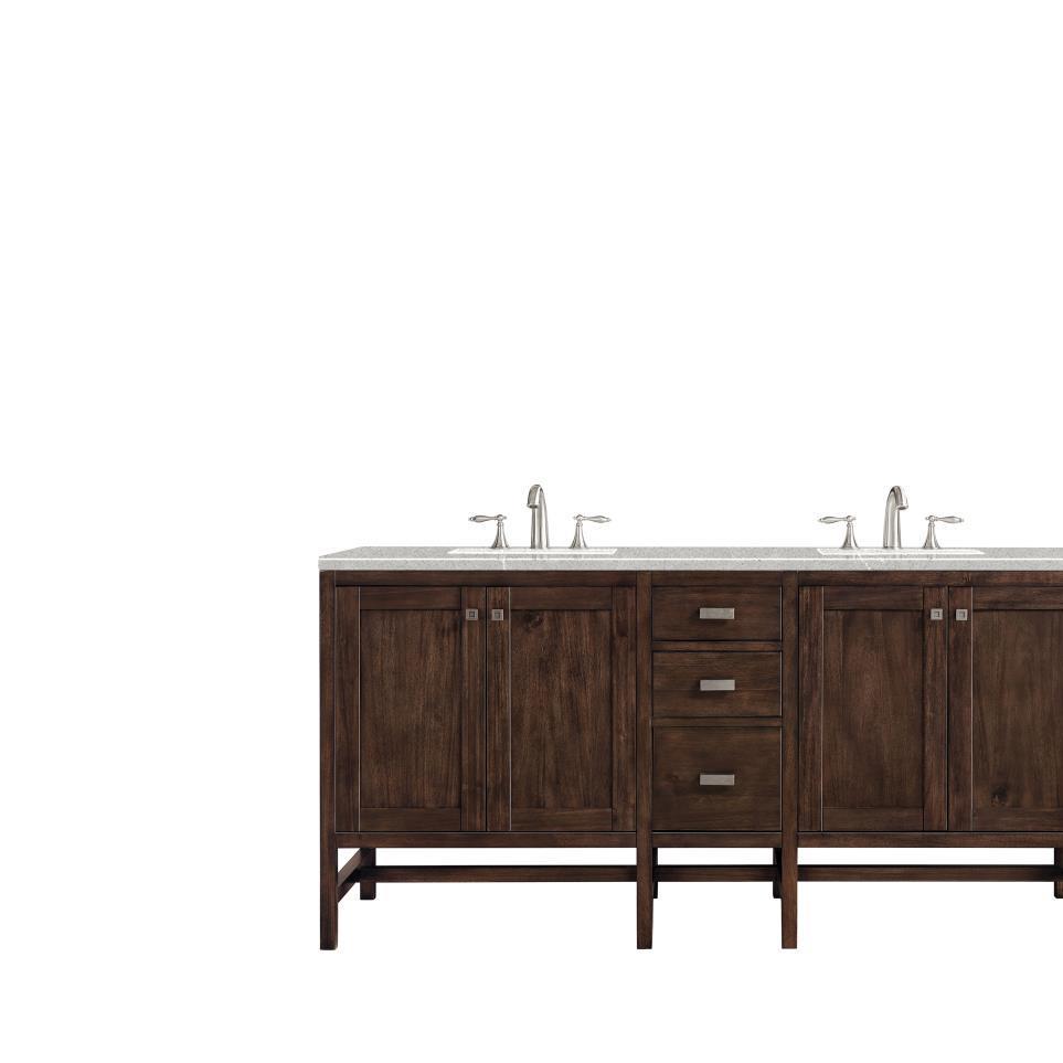 Base with Sink Top Mid Century Acacia Dark Finish Vanities