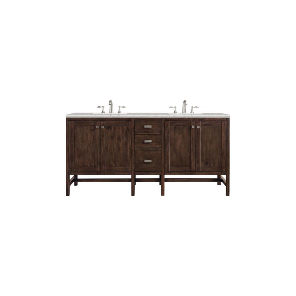 Base with Sink Top Mid Century Acacia Dark Finish Vanities