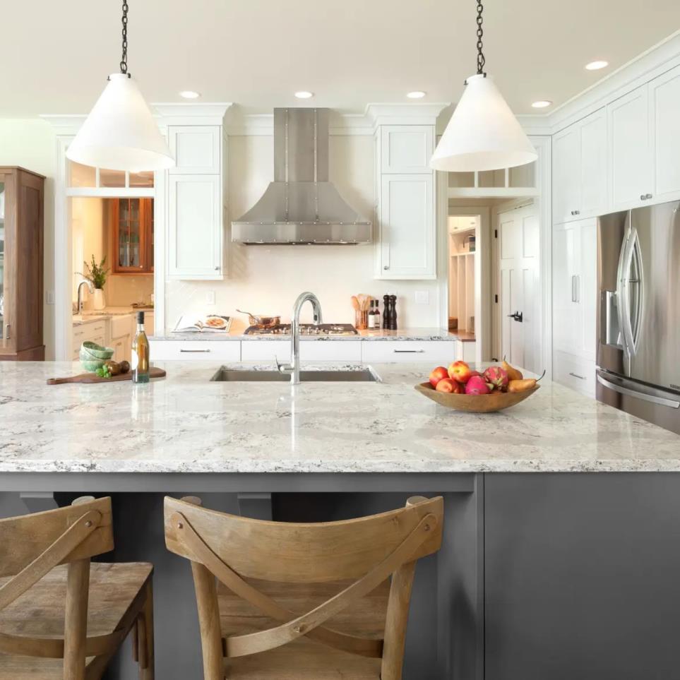 Slab Summerhill Grey / Black Quartz Countertops