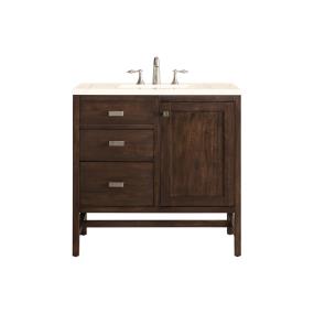 Base with Sink Top Mid Century Acacia Dark Finish Vanities
