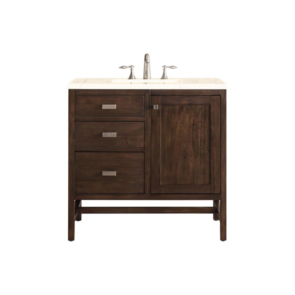 Base with Sink Top Mid Century Acacia Dark Finish Vanities