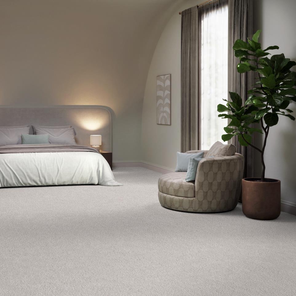 Textured Saxony Veil White Carpet