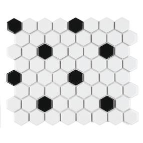 Mosaic Arctic White/Black Glossy Black Tile