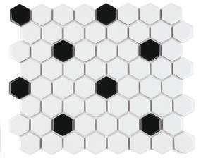 Mosaic Arctic White/Black Glossy  Tile