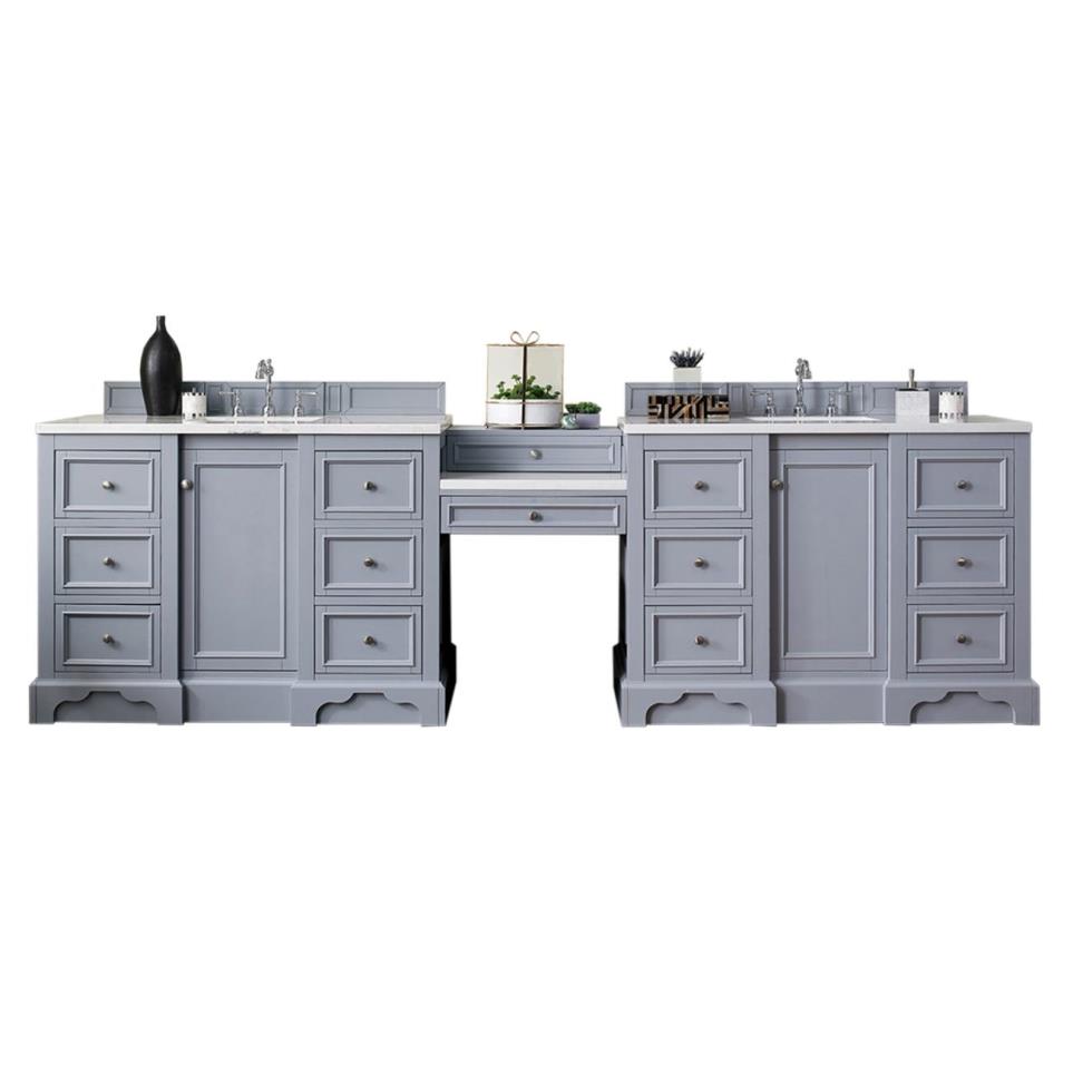 Base with Sink Top Silver Gray Grey / Black Vanities