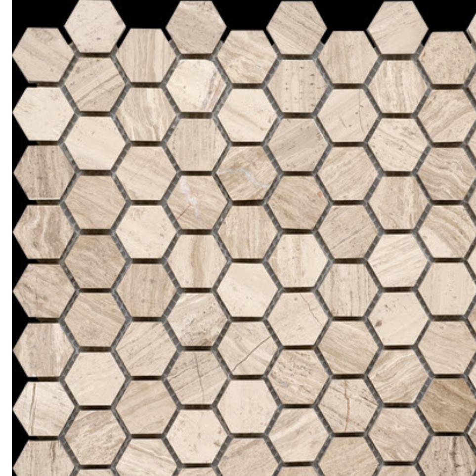 Mosaic Img Woodgrhex Beige/Tan Tile