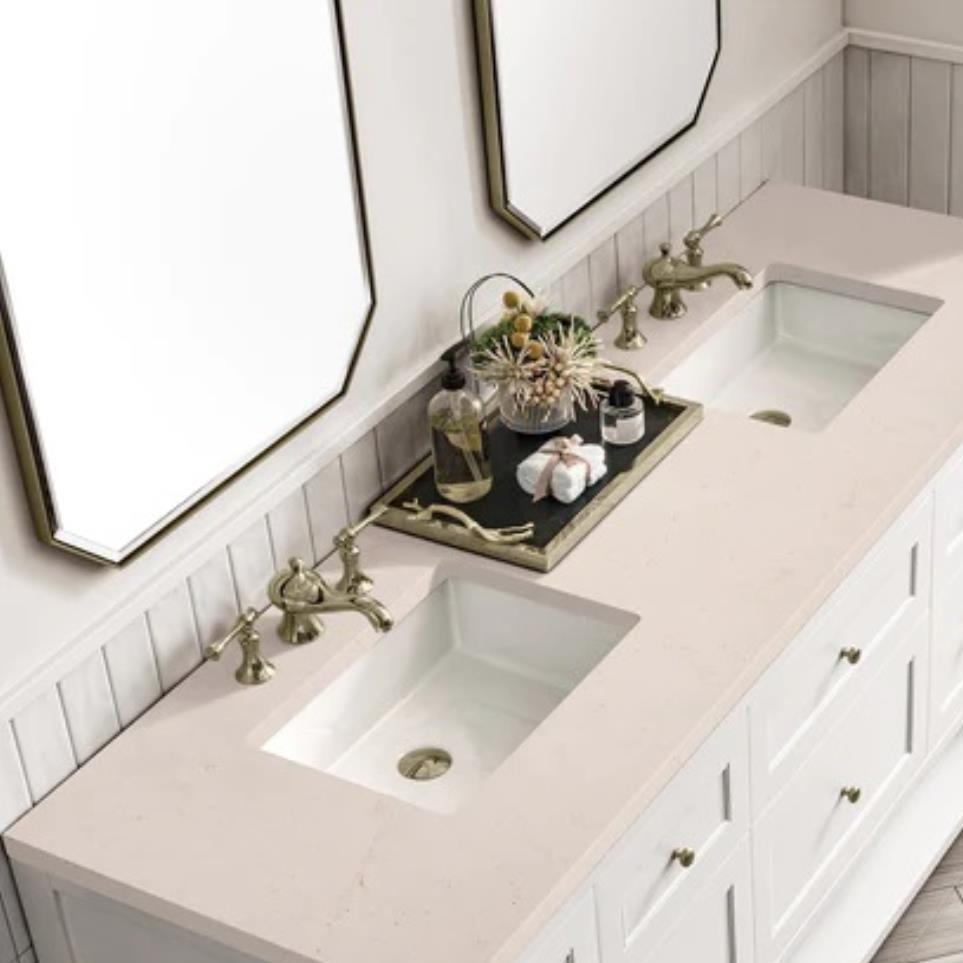 Base with Sink Top Bright White White Vanities