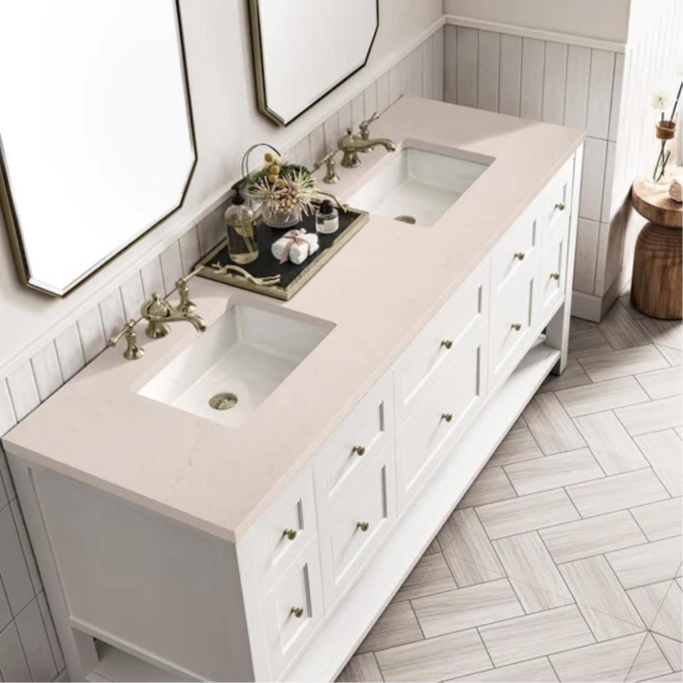 Base with Sink Top Bright White White Vanities