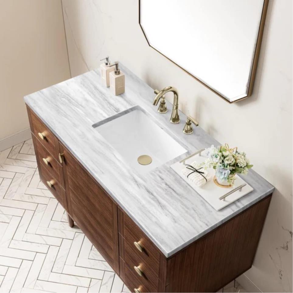 Base with Sink Top Mid-Century Walnut Dark Finish Vanities