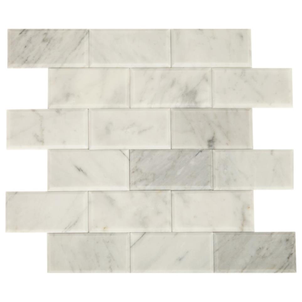 Mosaic Carrara White Polished White Tile