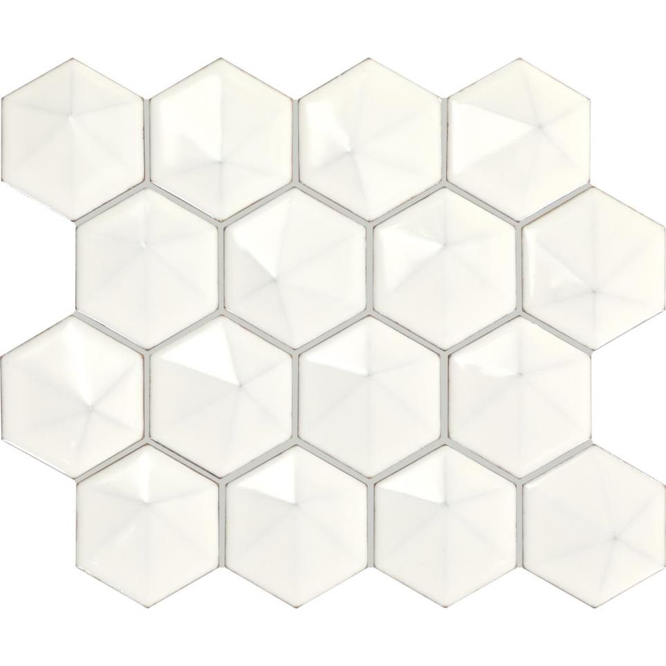 Mosaic Oyster Glossy White Tile