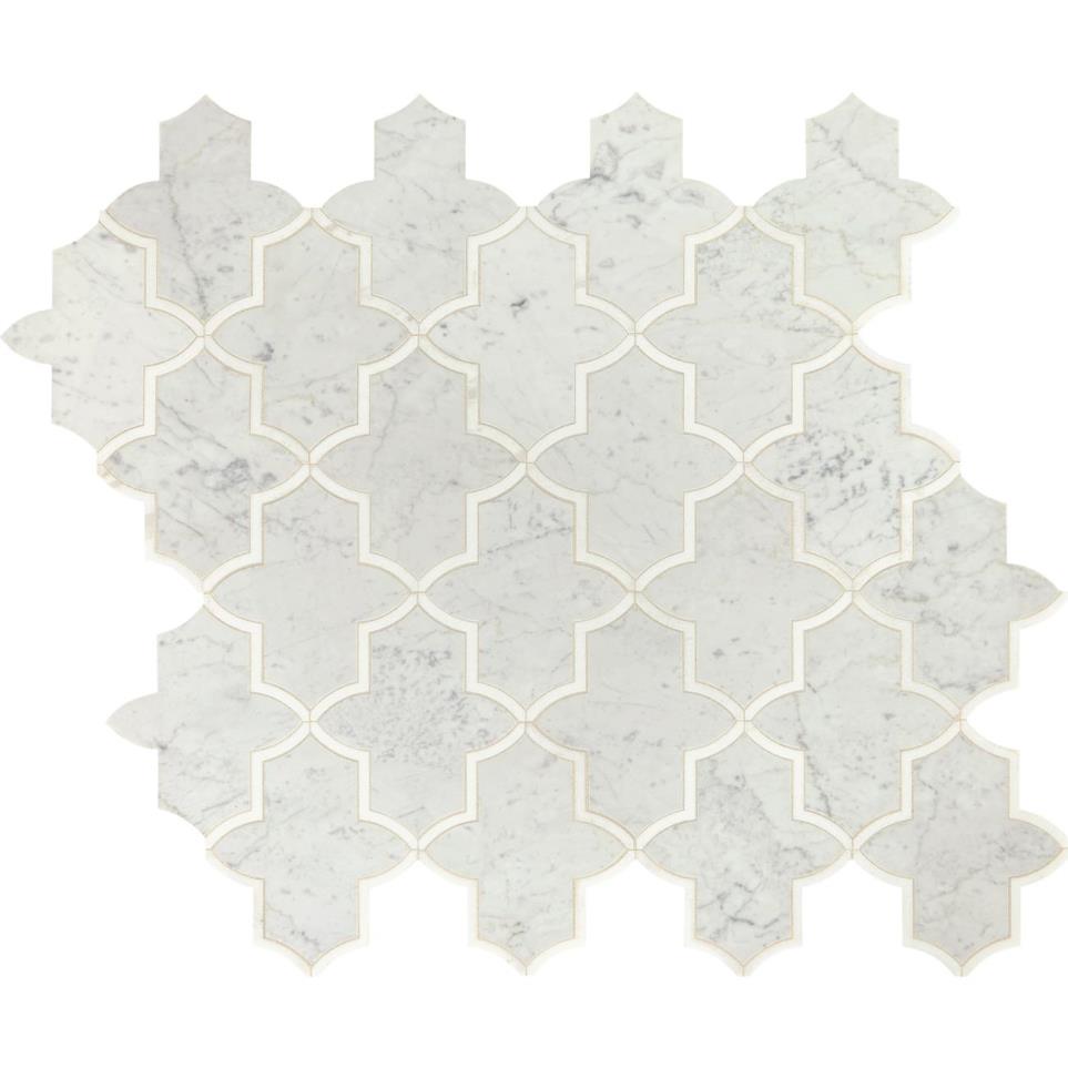 Mosaic Carrara White/Thassos White Polished White Tile