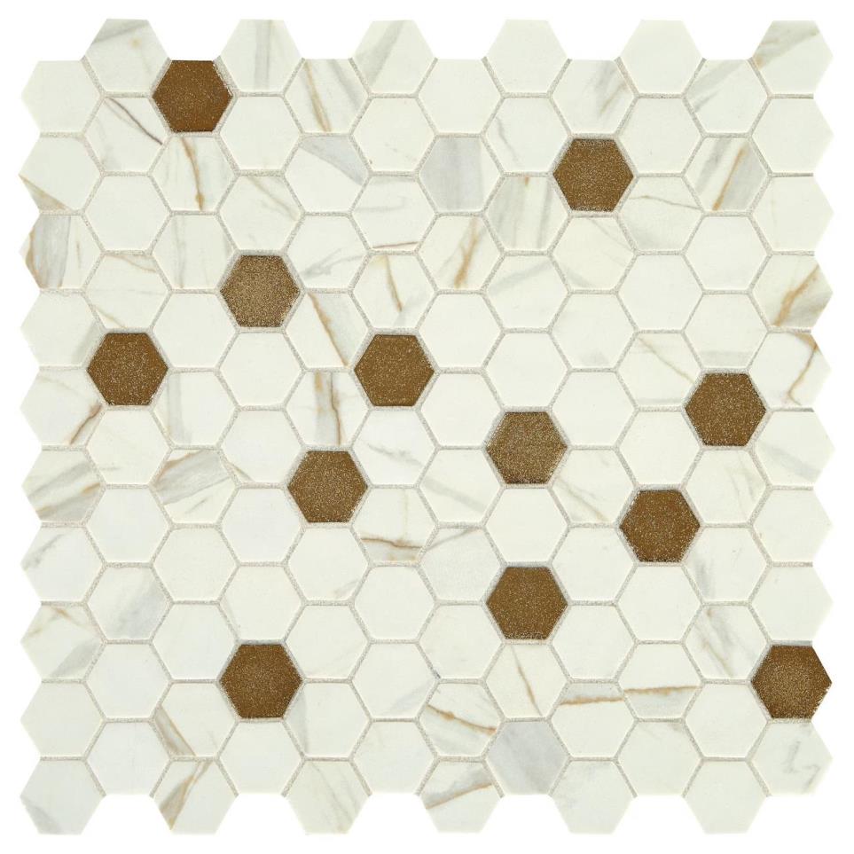 Mosaic Posh Chiffon Mixed White Tile