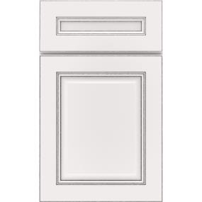 5 Piece White With Amaretto Creme Detail Glaze - Paint 5 Piece Cabinets