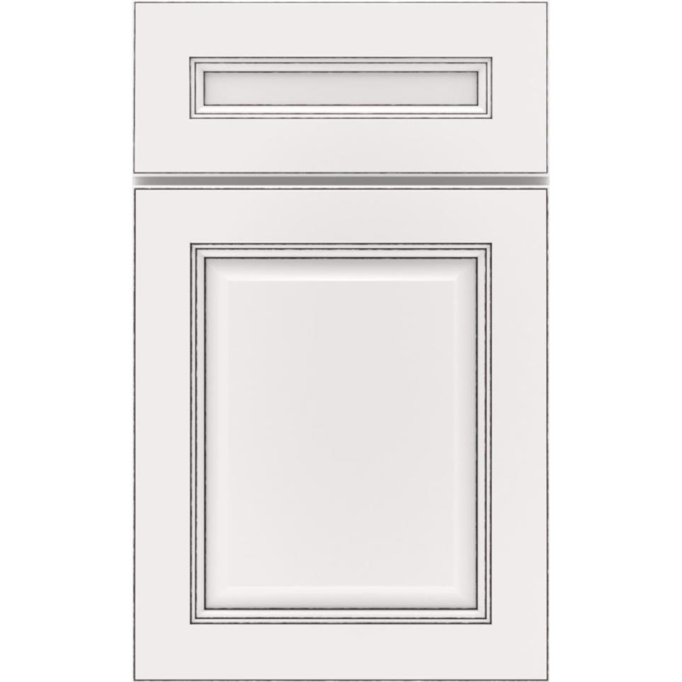 5 Piece White With Amaretto Creme Detail Glaze - Paint 5 Piece Cabinets